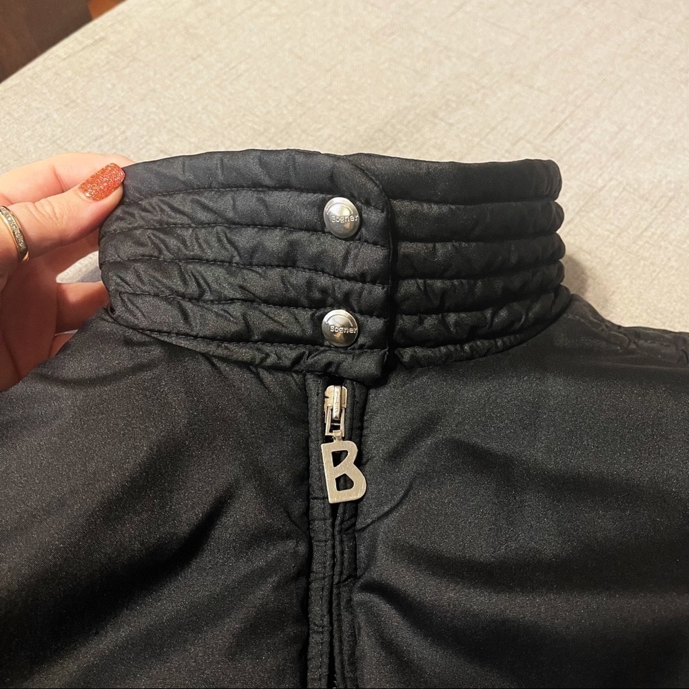 Bogner Black Vintage Ski Bomber Coat Winter Jacket Zip Snap 8 Medium Ski Coat - Picture 10 of 12